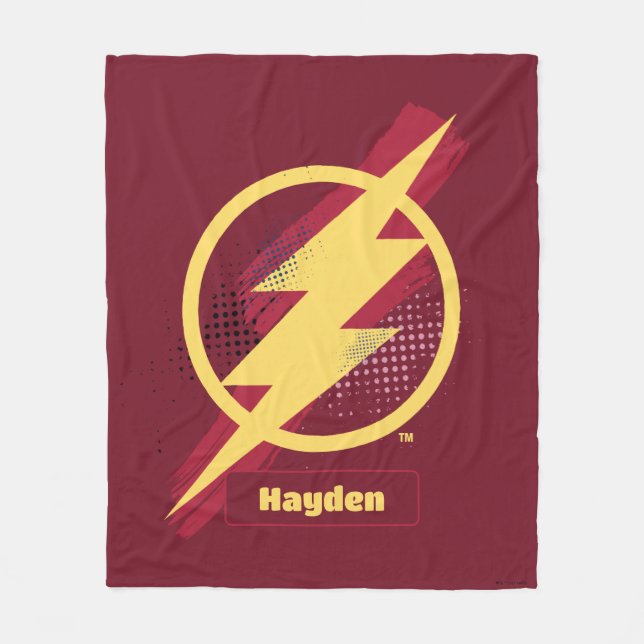 Justice League | Brush & Halftone Flash Symbol Fleece Blanket (Front)