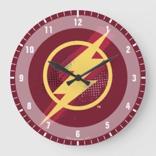 Justice League Brush & Halftone Flash Symbol Large Clock