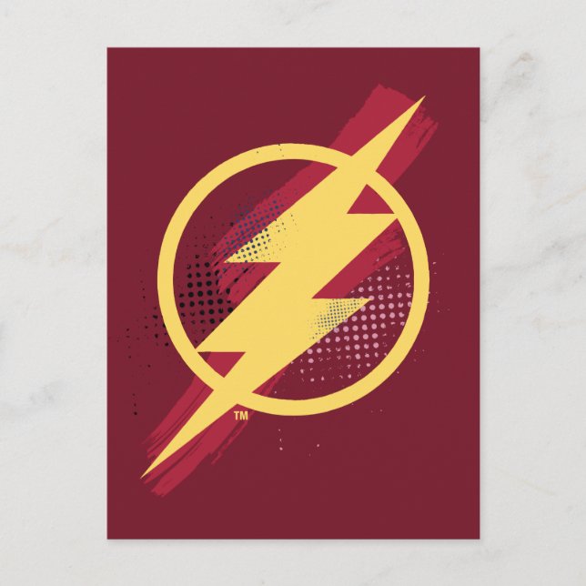 Justice League | Brush & Halftone Flash Symbol Postcard (Front)
