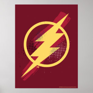 Justice League   Brush & Halftone Flash Symbol Poster