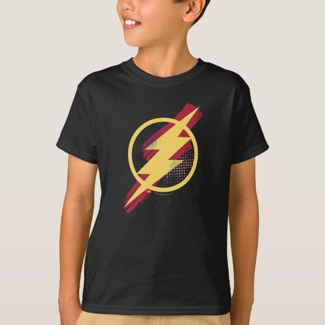 Justice League | Brush & Halftone Flash Symbol T-Shirt (Front)