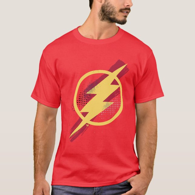 Justice League | Brush & Halftone Flash Symbol T-Shirt (Front)