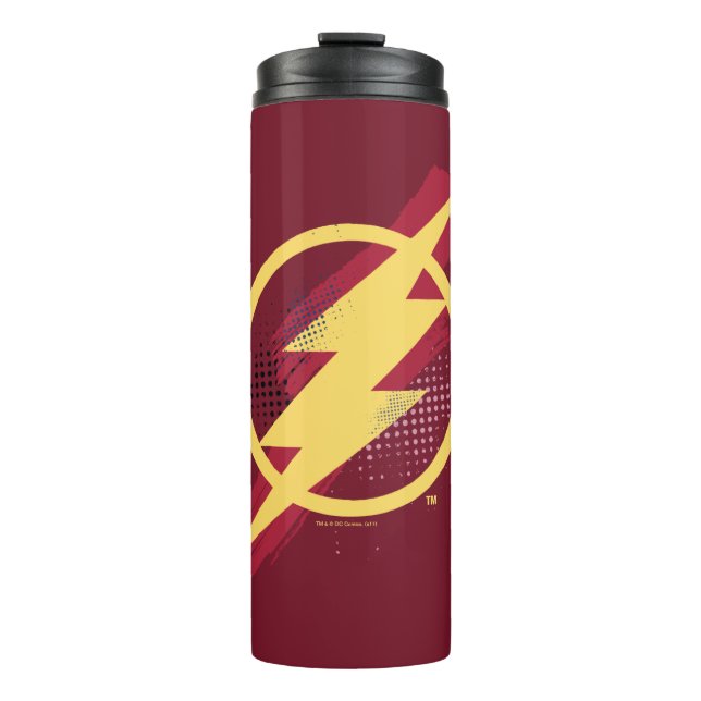 Justice League | Brush & Halftone Flash Symbol Thermal Tumbler (Front)