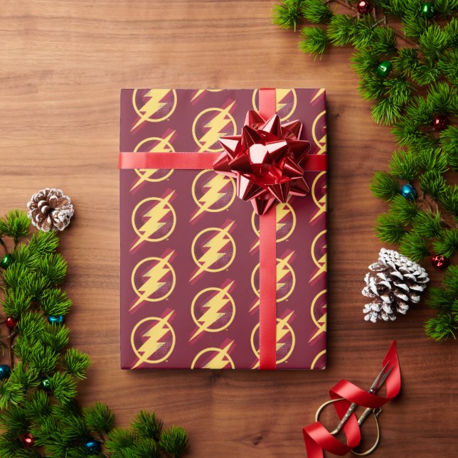 Justice League | Brush & Halftone Flash Symbol Wrapping Paper (Holiday Gift)