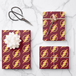 Justice League | Brush & Halftone Flash Symbol Wrapping Paper Sheet