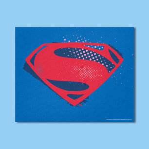 Justice League   Brush & Halftone Superman Symbol Canvas Print