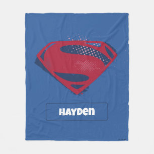 Justice League Brush & Halftone Superman Symbol Fleece Blanket