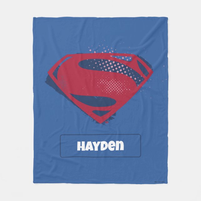 Justice League | Brush & Halftone Superman Symbol Fleece Blanket (Front)