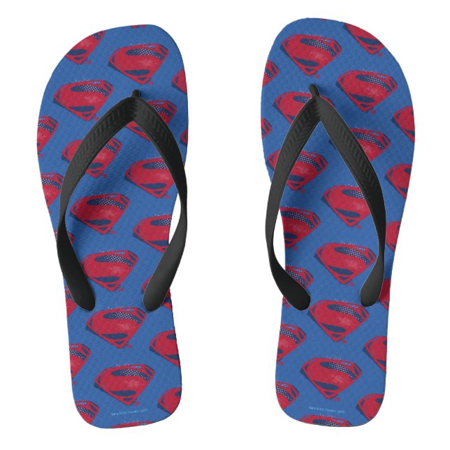 Justice League | Brush & Halftone Superman Symbol Flip Flops (Footbed)