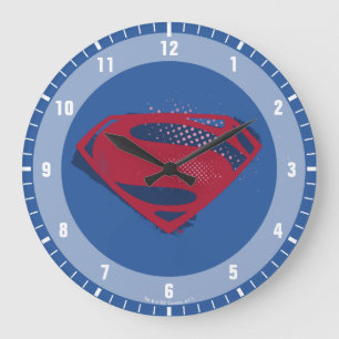 Justice League   Brush & Halftone Superman Symbol Large Clock