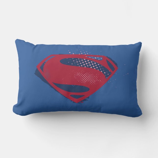 Justice League | Brush & Halftone Superman Symbol Lumbar Cushion (Front)