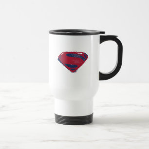 Justice League Brush & Halftone Superman Symbol Travel Mug