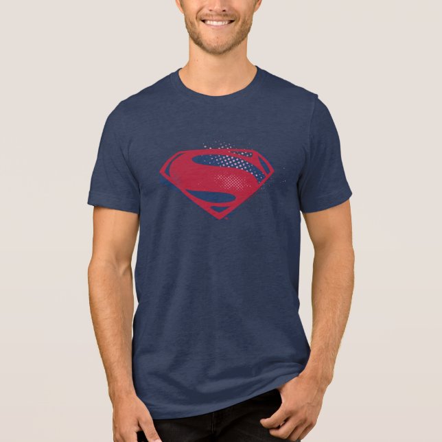 Justice League | Brush & Halftone Superman Symbol Tri-Blend Shirt (Front)