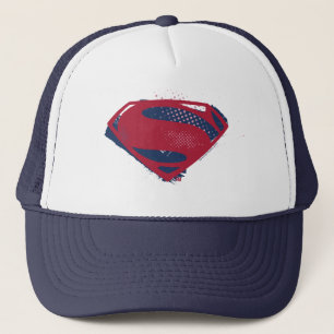 Justice League Brush & Halftone Superman Symbol Trucker Hat