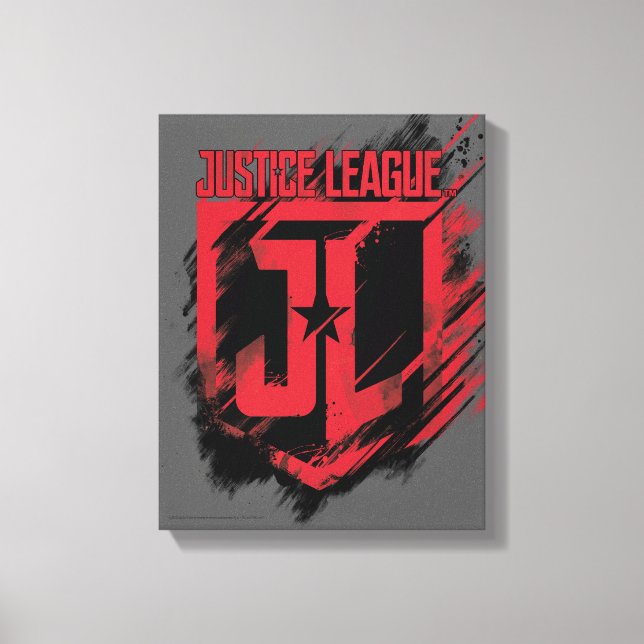 Justice League | Brushed Paint JL Shield Canvas Print (Front)