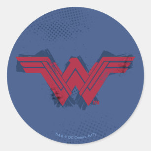 Justice League   Brushed Wonder Woman Symbol Classic Round Sticker