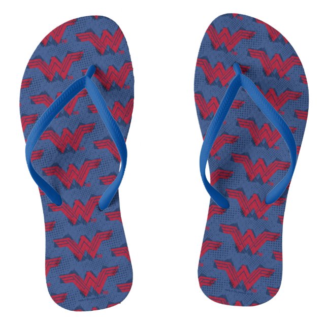 Justice League | Brushed Wonder Woman Symbol Flip Flops (Footbed)