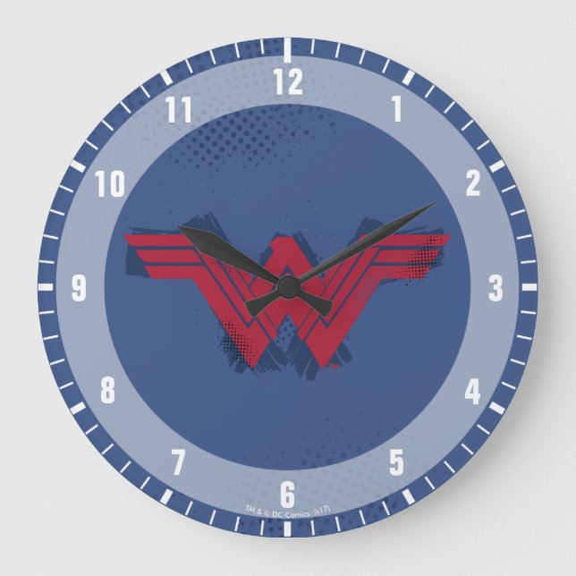 Justice League | Brushed Wonder Woman Symbol Large Clock (Front)