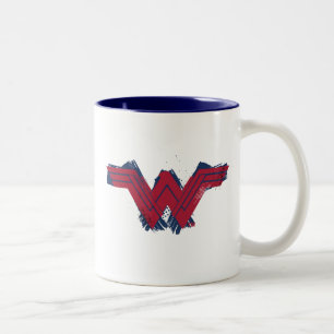 Justice League   Brushed Wonder Woman Symbol Two-Tone Coffee Mug