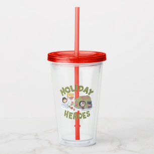 Justice League Chibi Delivering Presents Acrylic Tumbler