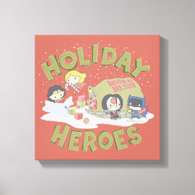 Justice League Chibi Delivering Presents Canvas Print (Front)