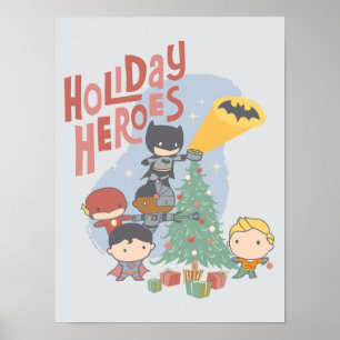 Justice League Chibi Holiday Tree Decorating Poster
