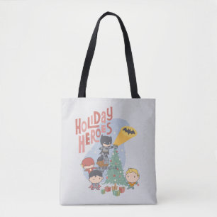 Justice League Chibi Holiday Tree Decorating Tote Bag
