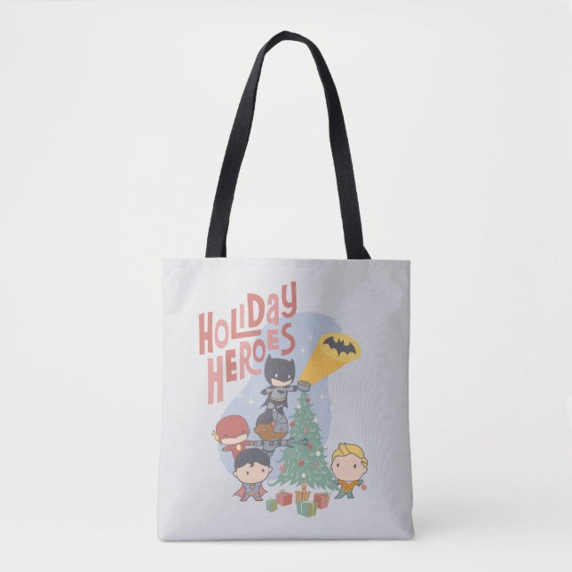 Justice League Chibi Holiday Tree Decorating Tote Bag (Front)