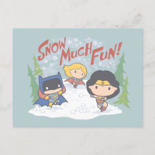 Justice League Chibi Snowball Fight Holiday Postcard