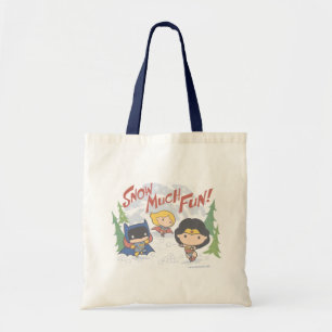 Justice League Chibi Snowball Fight Tote Bag