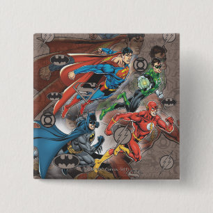 Justice League Collage 15 Cm Square Badge