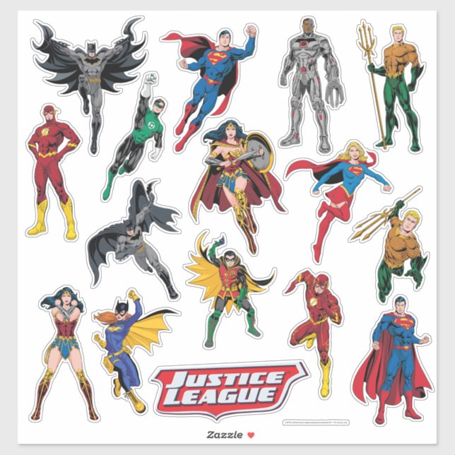 Justice League Contour Sticker Set (Sheet)