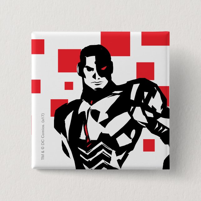Justice League | Cyborg Digital Noir Pop Art 15 Cm Square Badge (Front)