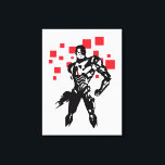 Justice League | Cyborg Digital Noir Pop Art Canvas Print<br><div class="desc">Check out this noir style comic art of Justice League's Cyborg,  standing with his cybernetic cannon at the ready. This black and white graphic is offset by his red cybernetic enhancements and red digital squares in the background.</div>