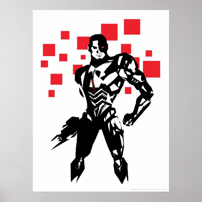 Justice League | Cyborg Digital Noir Pop Art Poster (Front)