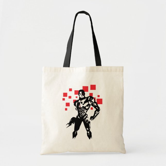 Justice League | Cyborg Digital Noir Pop Art Tote Bag (Front)