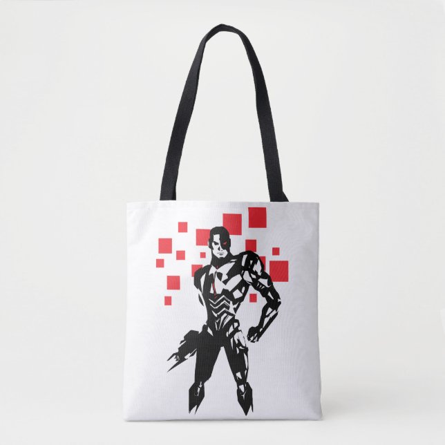 Justice League | Cyborg Digital Noir Pop Art Tote Bag (Front)