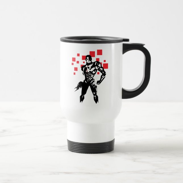 Justice League | Cyborg Digital Noir Pop Art Travel Mug (Right)