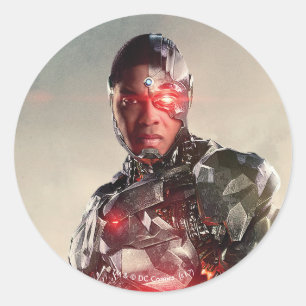 Justice League   Cyborg On Battlefield Classic Round Sticker