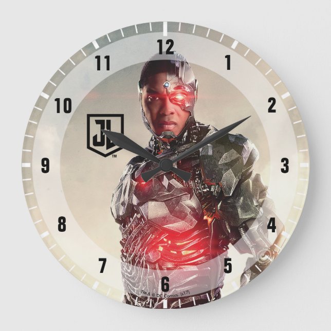 Justice League | Cyborg On Battlefield Large Clock (Front)