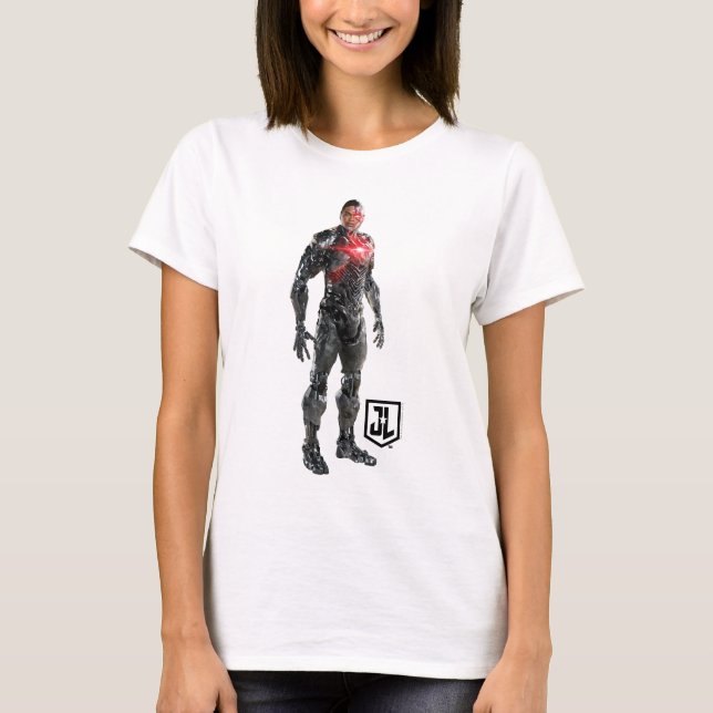 Justice League | Cyborg On Battlefield T-Shirt (Front)