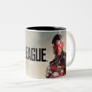 Justice League Cyborg On Battlefield Two-Tone Coffee Mug