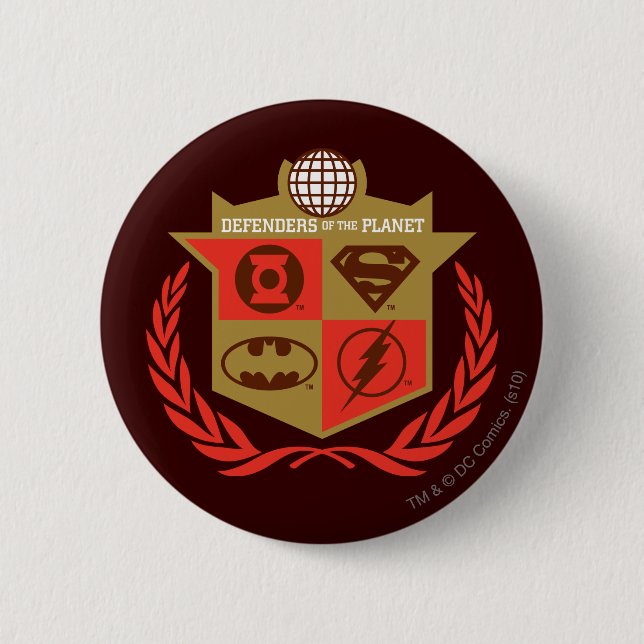 Justice League Defenders of the Planet 6 Cm Round Badge (Front)