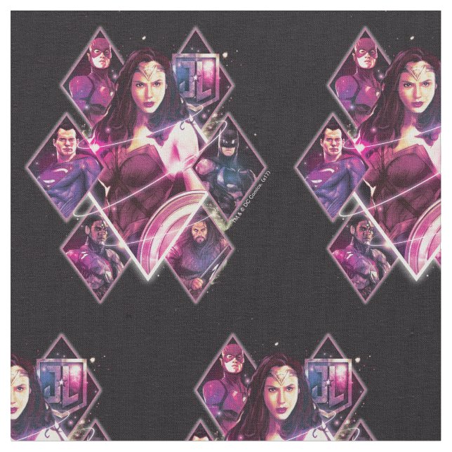 Justice League | Diamond Galactic Group Panels Fabric (Close Up)