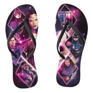 Justice League Diamond Galactic Group Panels Flip Flops
