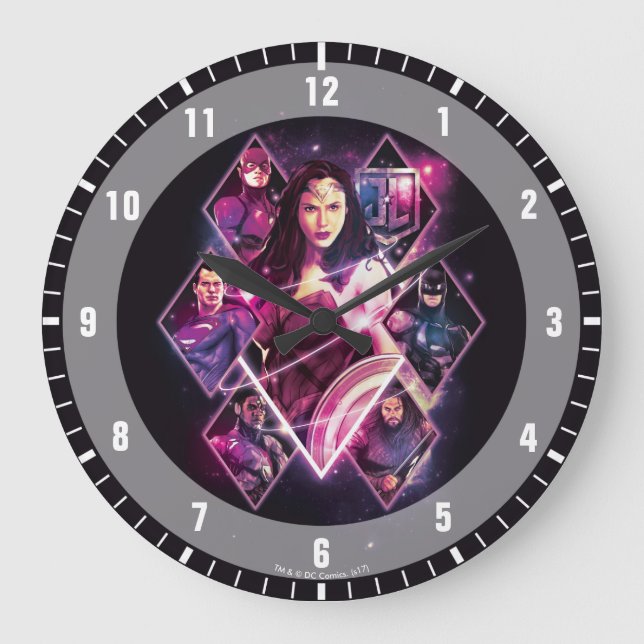Justice League | Diamond Galactic Group Panels Large Clock (Front)