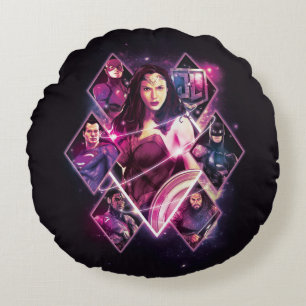Justice League   Diamond Galactic Group Panels Round Cushion