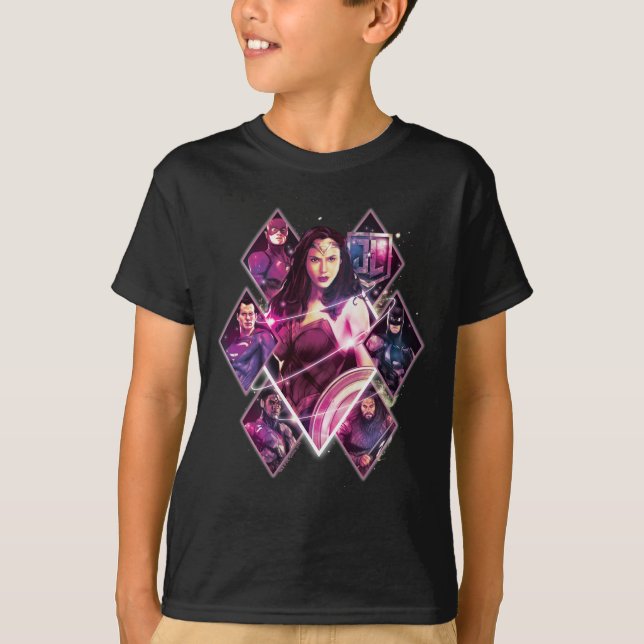 Justice League | Diamond Galactic Group Panels T-Shirt (Front)