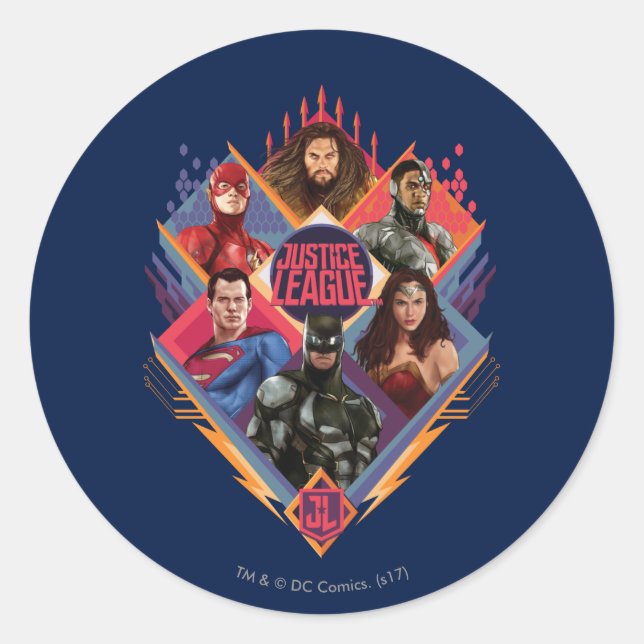Justice League | Diamond Hatch Group Badge Classic Round Sticker (Front)
