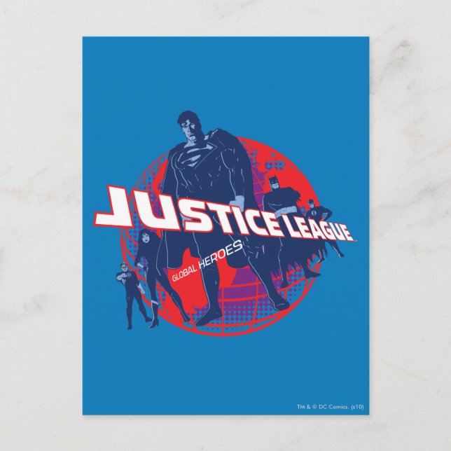 Justice League Global Heroes  and Globe Postcard (Front)